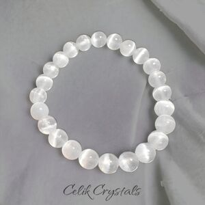 Selenite Bracelet Natural Stones 8mm Unisex Stretch Bracelet